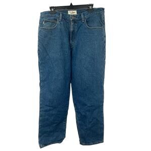 LL BEAN Men's Classic Fit Flannel Lined Medium Wash Blue Jeans 36 X 29